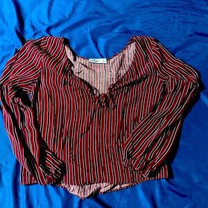Striped HOLLISTER Co. Maroon and White Women's Top